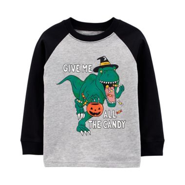 carter&#39;s&reg; Size 3T Halloween Dinosaur Long Sleeve Jersey Tee in Heather. View a larger version of this product image.