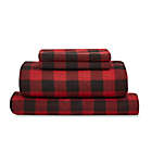 Alternate image 1 for Buffalo Check Flannel Queen Sheet Set in Black/Racing Red