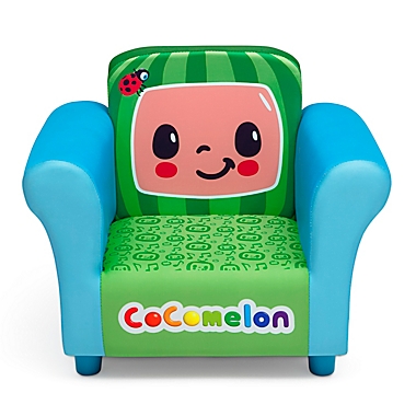 Delta Children CoComelon Upholstered Kids Chair in Blue. View a larger version of this product image.