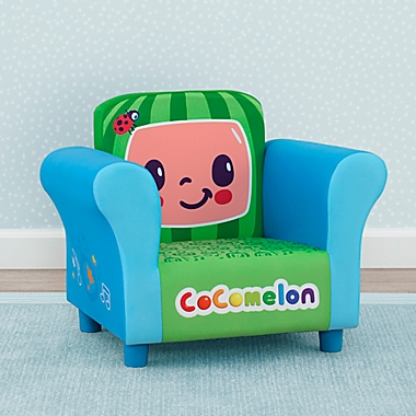 Delta Children CoComelon Upholstered Kids Chair in Blue. View a larger version of this product image.