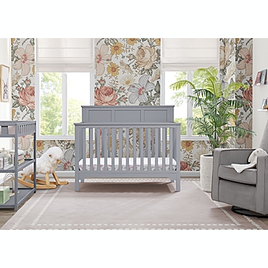 Delta Children Sweet Beginnings Hart Flat Top 6-in-1 Convertible Crib in Grey. View a larger version of this product image.