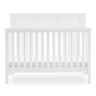 Delta Children Sweet Beginnings Hart Flat Top 6-in-1 Convertible Crib in Bianca White. View a larger version of this product image.