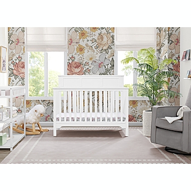 Delta Children Sweet Beginnings Hart Flat Top 6-in-1 Convertible Crib in Bianca White. View a larger version of this product image.