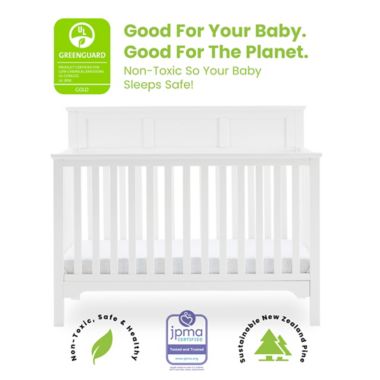 Delta Children Sweet Beginnings Hart Flat Top 6-in-1 Convertible Crib in Bianca White. View a larger version of this product image.