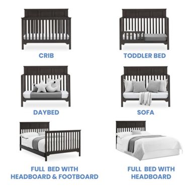 Delta Children Sweet Beginnings Hart Flat Top 6-in-1 Convertible Crib in Stone Grey. View a larger version of this product image.