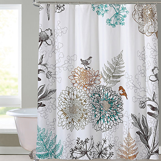 Birdie Shower Curtain Bed Bath Beyond, Teal White Shower Curtain