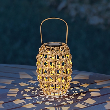 Everhome&trade; Small Rattan Solar LED Lantern in Brown. View a larger version of this product image.