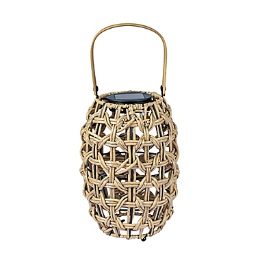 Everhome&trade; Small Rattan Solar LED Lantern in Brown. View a larger version of this product image.