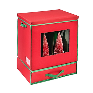 Honey-Can-Do&reg; Compartment Holiday Decorations Storage Box in Red. View a larger version of this product image.