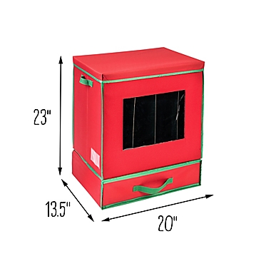 Honey-Can-Do&reg; Compartment Holiday Decorations Storage Box in Red. View a larger version of this product image.