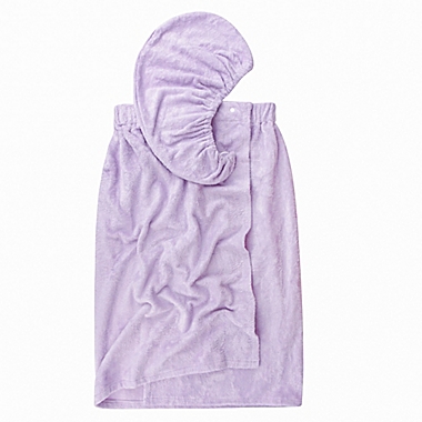 Soft &amp; Cozy 2-Piece Bath Wrap &amp; Hair Towel Set in Lavender. View a larger version of this product image.