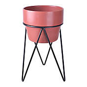 Studio 3B&trade; Rockwell Ceramic Planter in Terracotta with Metal Stand