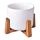 Alternate image 0 for Studio 3B&trade; Valley Ceramic Planter in White with Acacia Wood Stand