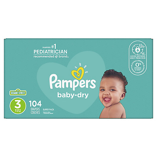 Alternate image 1 for Pampers® Baby-Dry 104-Count Size 3 Disposable Super Pack Diapers