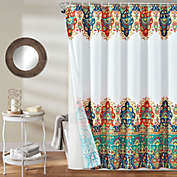 Lush Decor Bohemian Meadow 14-Piece Shower Curtain Set in Orange/Turquoise