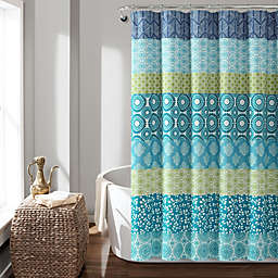 Lush Decor Bohemian Stripe 72-Inch x 72-Inch Shower Curtain in Blue/Green
