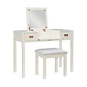 Peggy Vanity Desk and Bench Set in White