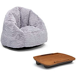 Delta Children® Cozee Fluffy Chair and Lap Desk Set in Grey