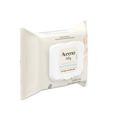 Aveeno&reg; Baby 25-Count Sensitive Skin Baby Hand &amp; Face Wipes. View a larger version of this product image.