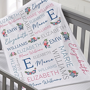 Blooming Baby Girl Personalized Plush Fleece Blanket. View a larger version of this product image.