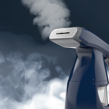 Black & Decker&trade; HGS011S Easy Garment Steamer in Navy. View a larger version of this product image.
