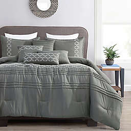 Imari Luxury 7-Piece Queen Comforter Set in Grey