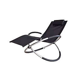 Cloud Mountain Outdoor Zero Gravity Rocking Chair in Black
