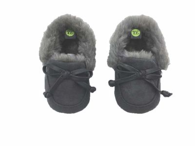 Stepping Stones Size 6-9M Faux Suede Slipper in Charcoal