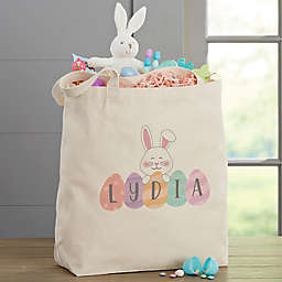 Happy Easter Eggs 20-Inch x 15-Inch Personalized Canvas Tote Bag