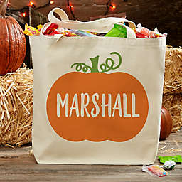 Pumpkin Personalized 20-Inch x 15-Inch Halloween Canvas Tote Bag