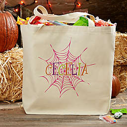 Spider Webs Personalized 20-Inch x 15-Inch Halloween Canvas Tote Bag