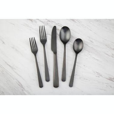 Our Table&trade; Cecil Black Satin 20-Piece Flatware Set. View a larger version of this product image.