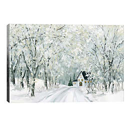 Snowy Barn Fence Cardinal Lighted LED Canvas Picture Art Home Timer 17 x 13.75 