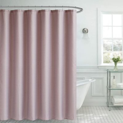 Elijah Solid Textured 70 Inch X 72, White And Pale Pink Shower Curtain