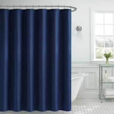 Creative Home Ideas Elijah Solid Textured 70-Inch x 72-Inch Shower Curtain 13-Piece Set in Navy