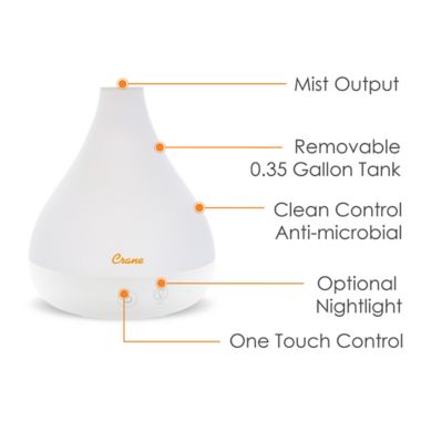 Crane 2-in-1 Personal Cool Mist Humidifier and Aroma Therapy Diffuser in White. View a larger version of this product image.