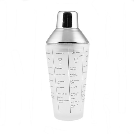 Alternate image 1 for Cambridge Silversmiths™ 16 oz. Recipe Printed Glass Cocktail Shaker in Stainless Steel