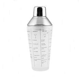 Cambridge Silversmiths™ 16 oz. Recipe Printed Glass Cocktail Shaker in Stainless Steel