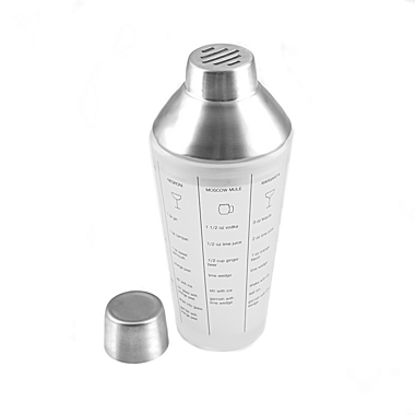 Cambridge Silversmiths&trade; 16 oz. Recipe Printed Glass Cocktail Shaker in Stainless Steel. View a larger version of this product image.