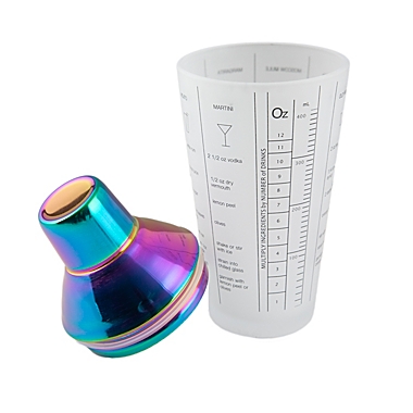 1 Rainbow Finish Leak-Proof lid Cambridge Silversmiths 9397GSTR Glass Cocktail Shaker Printed with Recipes