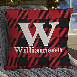 Plaid & Prints Personalized Christmas 18-Inch Throw Pillow