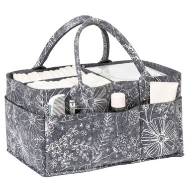 Sammy &amp; Lou&reg; Floral Felt Storage Caddy in Grey/White. View a larger version of this product image.