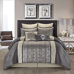 Stratford Park Arabesque 8-Piece King Comforter Set in Silver/Irony