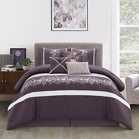 Stratford Park Vanny 7 Piece Comforter, Purple King Bed Set