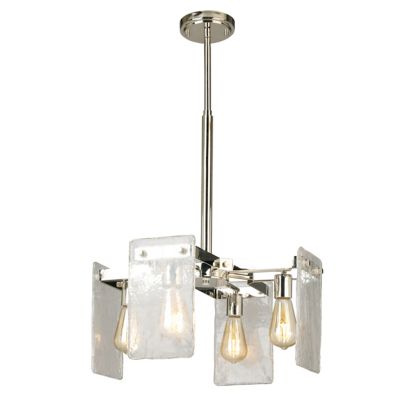 EGLO Wolter Glass 4-Light Chandelier in Polished Nickel