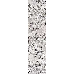 Swirl Marbled  Gray/Black 2' X 10' Rug