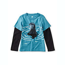 Tea Collection Otterly Awesome Layered Graphic Tee in Nordic Blue
