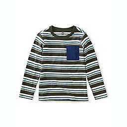 Tea Collection Striped Pocket Tee in Green
