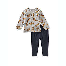 Tea Collection 2-Piece Tiger Print Top and Pant Set in Grey