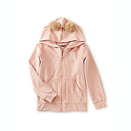 Tea Collection All Ears Velour Hoodie in Dusty Coral
